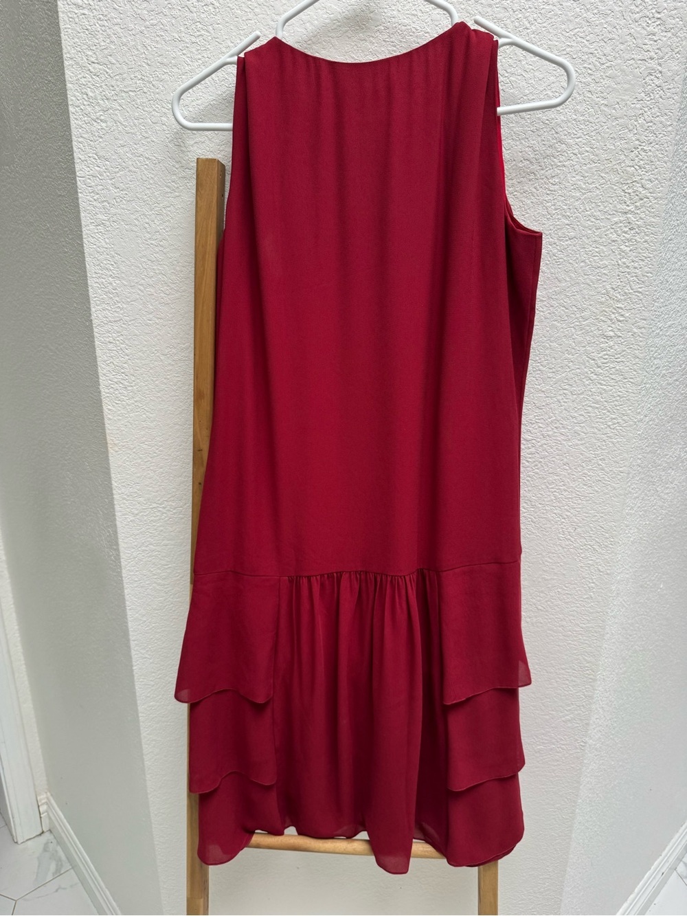 La Vie Delight Great Gatsby Dress Sleeveless Tiered Midi Dress in Wine Red M - Picture 10 of 12